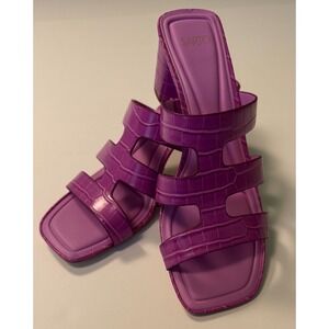 Franco Sarto Flexa Carly Croc Embossed Slide Sandals Pink 9 New No Box MSRP $130